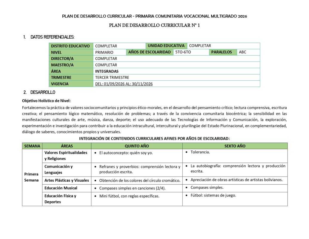plan de clase multigrado 2026